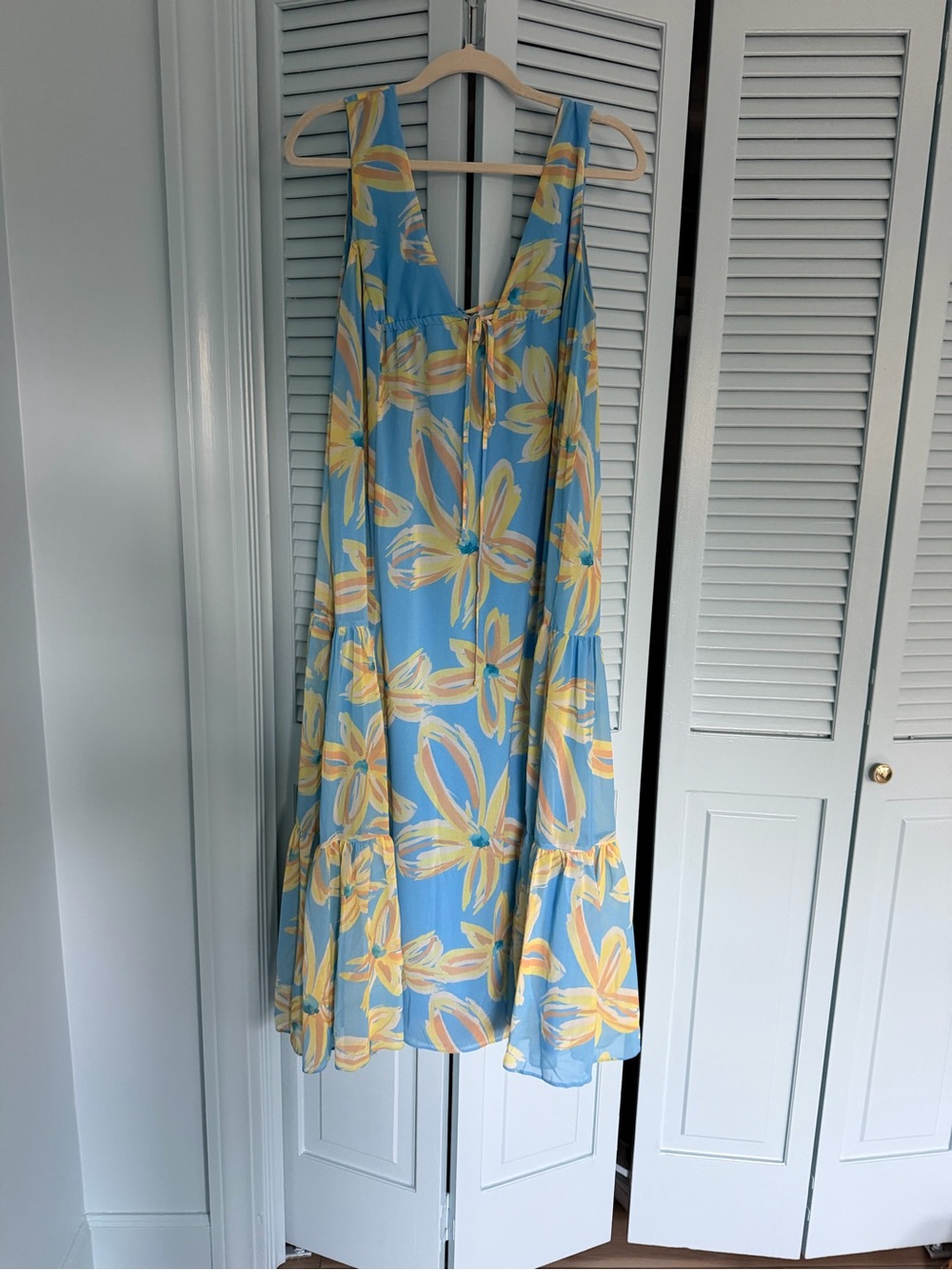 ASOS Blue Maxi Dress with Yellow Floral Print